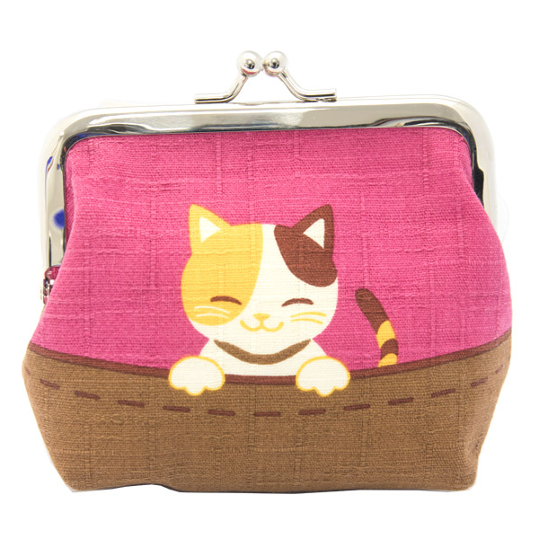 Cat Coin Purse Pink, Cheeky Sibling Cats Pattern, 38 g Japan