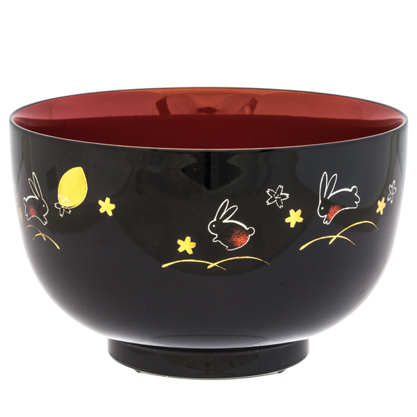 Plastic Medium Rice Bowl Black and Red, Japan Centre Bowls